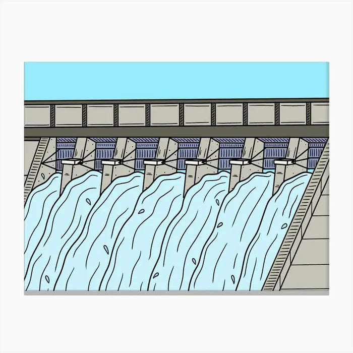 Dam Floodgate Stop Gates Water Supply Water Reservoir Canvas Print by Etnousta