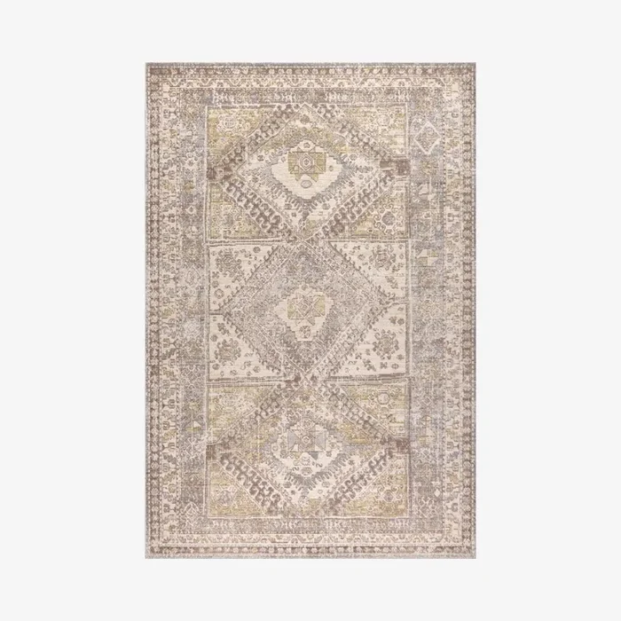 Darija Ornate Geometric Medallion Area Rug – Grey by JONATHAN Y