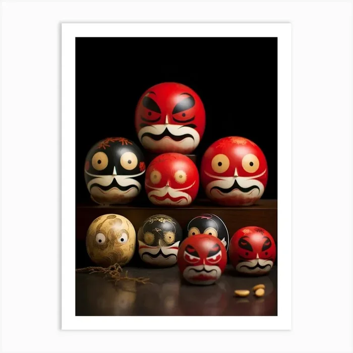 Daruma Dolls Japanese Illustration 2 Art Print by PixelPerfect