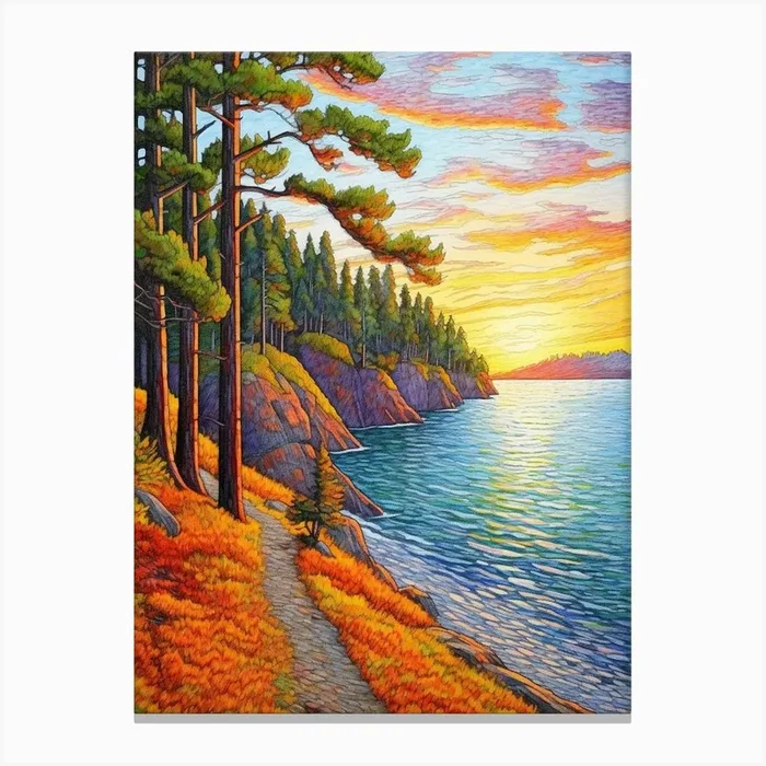 Deception Pass State Park Retro Pop Art 12 Canvas Print by PixelPerfect
