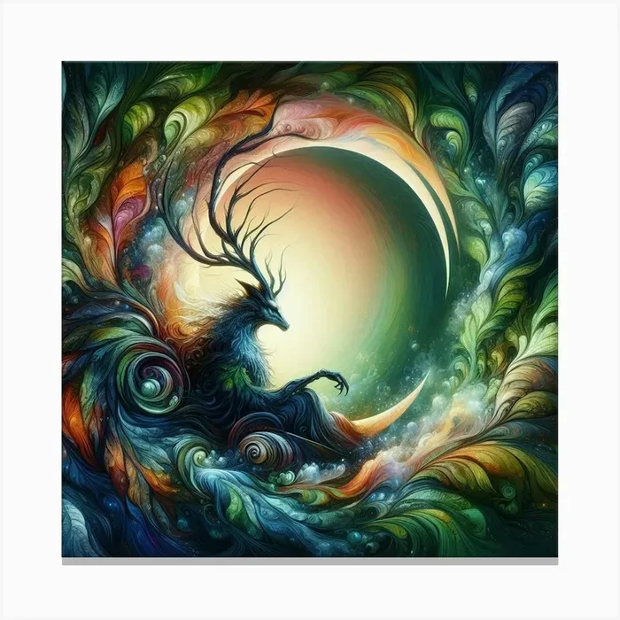Deer In The Moonlight Canvas Print by Isahbaba