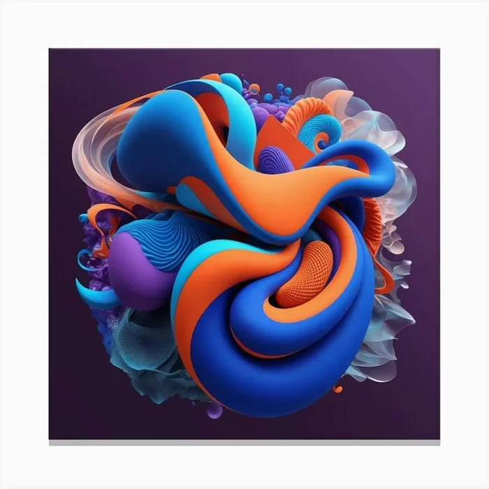 Default Abstract Digital Artwork Fluid Shapes In Vibrant Blues 0 Canvas Print by Lydiasaidesigns