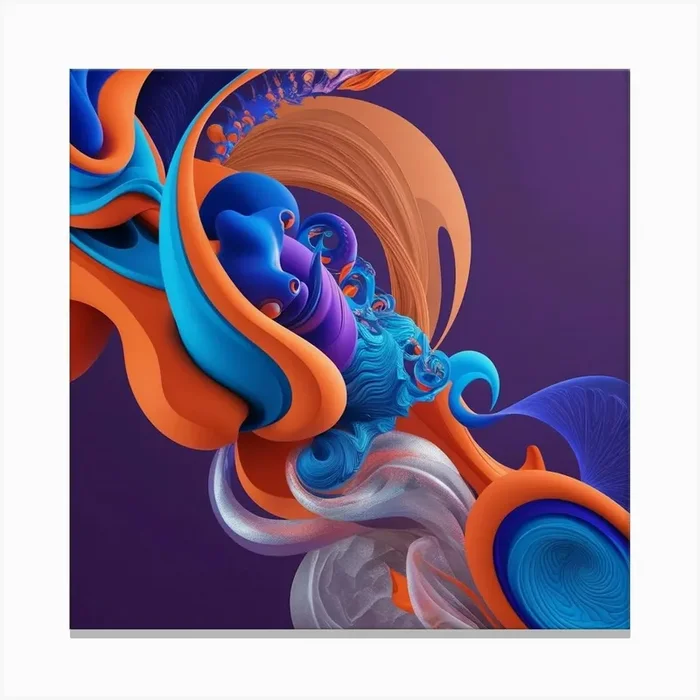 Default Abstract Digital Artwork Fluid Shapes In Vibrant Blues 1 Canvas Print by Lydiasaidesigns