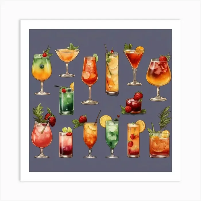 Default Cocktails In Different Styles Aesthetic 2 Art Print by ontoseno
