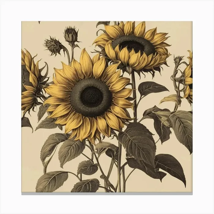 Default Default Retro Vintage Sunflower For Defferent Seasons 3 (2) Canvas Print by ontoseno