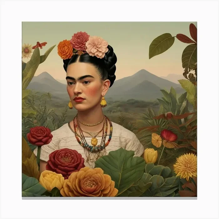 Default Default Vintage Frida Kahlo Gardens For Defferent Seas 1 Canvas Print by ontoseno