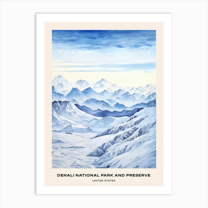Denali National Park And Preserve United States Of America 3 Poster Art Print by Bon Hiver Prints