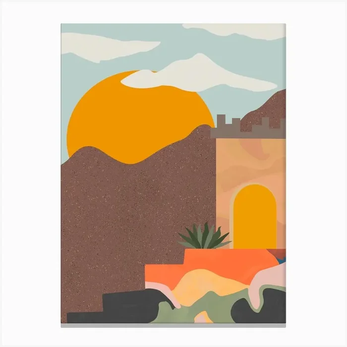 Desert House Terracota Canvas Print by Ninola Design