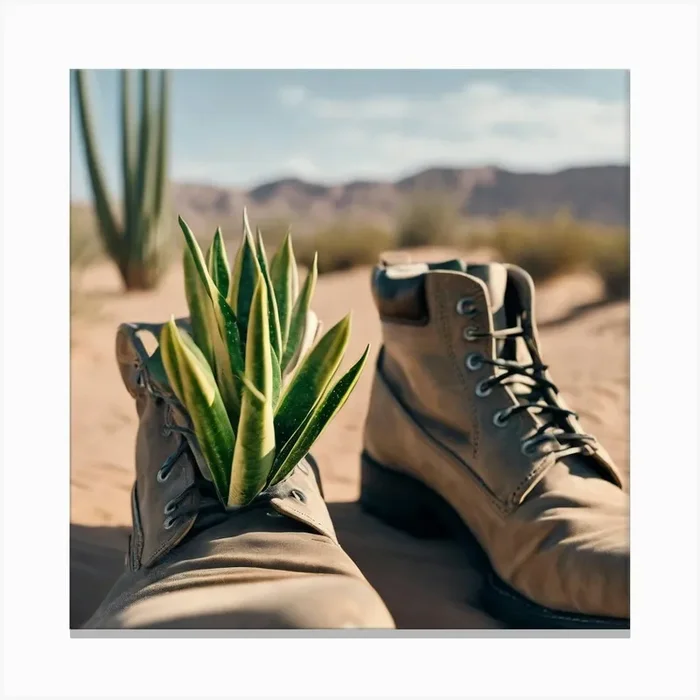 Desert Landscape With Cactus Canvas Print by ZCOGRAPHICS