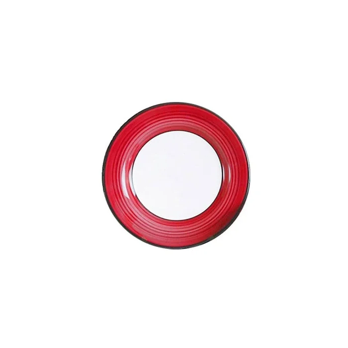 Dessert Plate Set – Set of 4 – White & Red | Spree Pattern