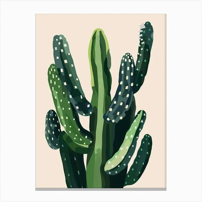 Devils Tongue Cactus Minimalist Abstract 3 Canvas Print by Petal Pigments