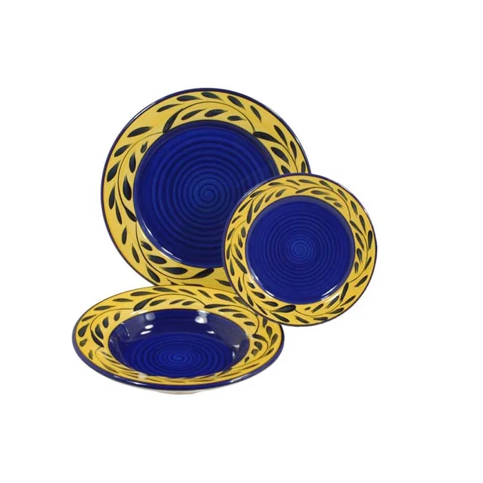 Dinnerware Set – 3 piece -Blue & Yellow | Country French