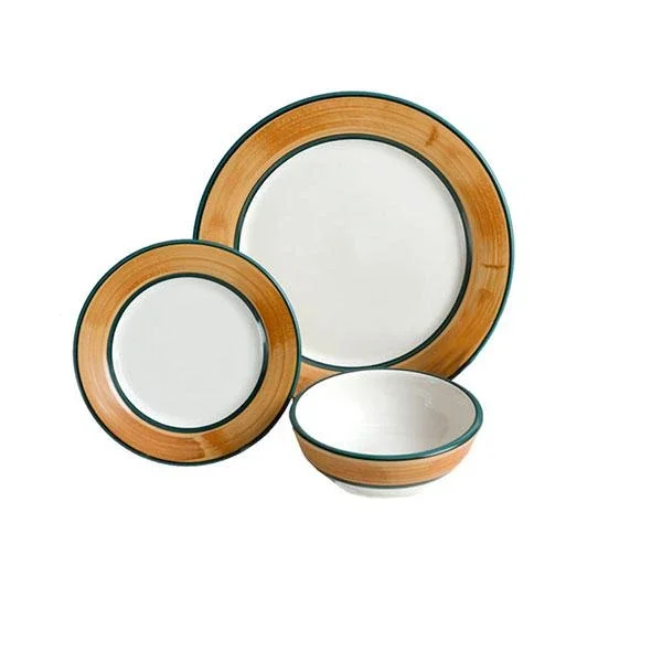 Dinnerware Set – 3 piece -Brown & Green | Terra Patina
