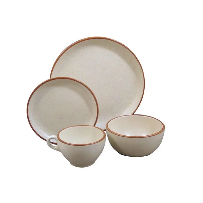 Dinnerware Set – 4 piece -Beige & Brown | Della Terra