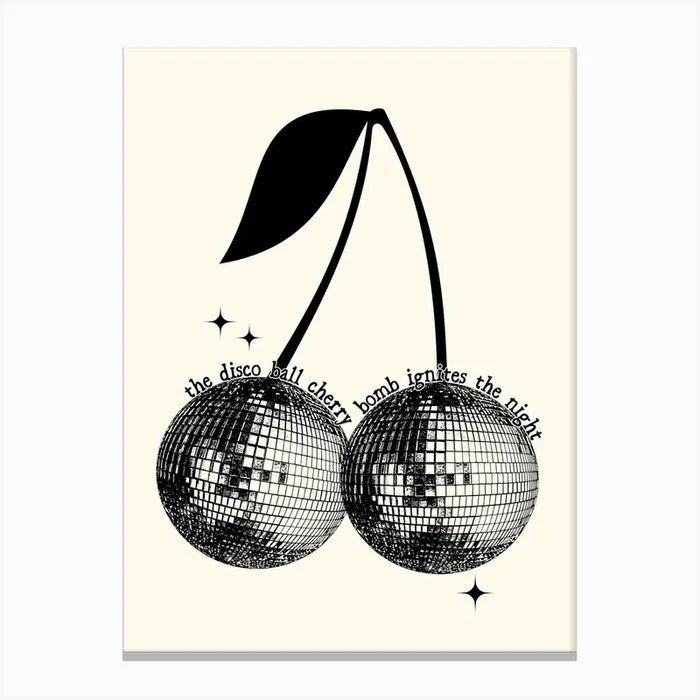 Disco Ball Cherrybomb Canvas Print by Mother and Sun Studio
