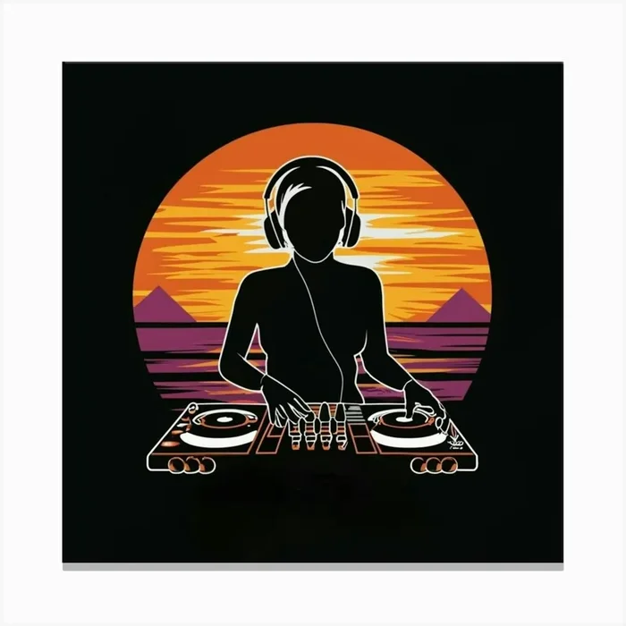 Dj Silhouette Canvas Print by FOX & JAY