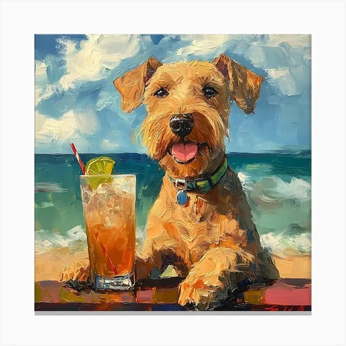 Dog At The Beach Bar Canvas PrintSC by S.K. Coghlan