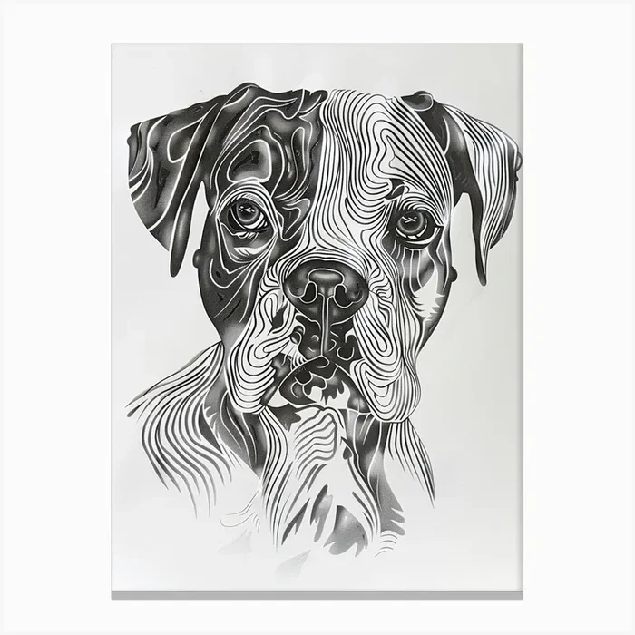 Dog Black & White Line Sketch 1 Canvas Print by Woof and Whiskers