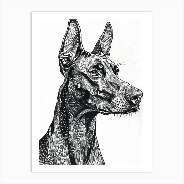 Dog Black Line Sketch Art Print by Woof and Whiskers