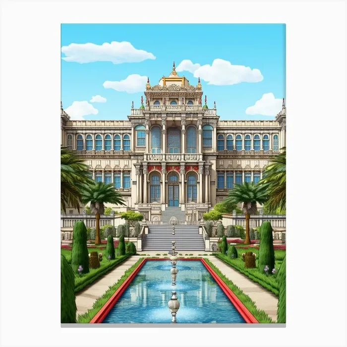 Dolmabahe Palace Pixel Art 7 Canvas Print by PixelPerfect