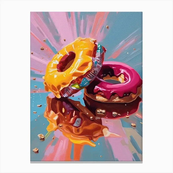 Doughnuts Oil Painting 2 Canvas Print by PopArt Pals