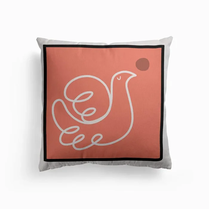 Dove In Peach Canvas Cushion by Adam Orton