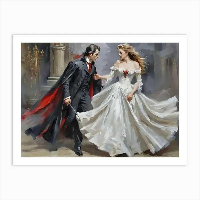 Dracula and Esmeralda Enchantment Art PrintL by LuciaGeorge