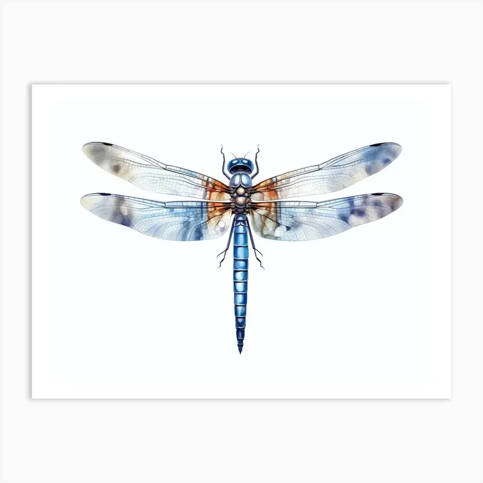 Dragonfly Blue Eyed Darner Aeshna Illustration Minimal 5 Art Print by Dragonfly Dreams