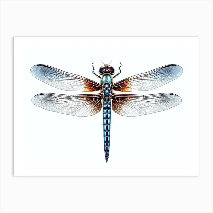 Dragonfly Blue Eyed Darner Pencil Drawing 1 Art Print by Dragonfly Dreams