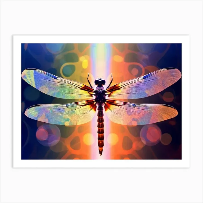 Dragonfly Common Whitetail Plathemis Illustration Vintage Coloursful Art Print by Dragonfly Dreams