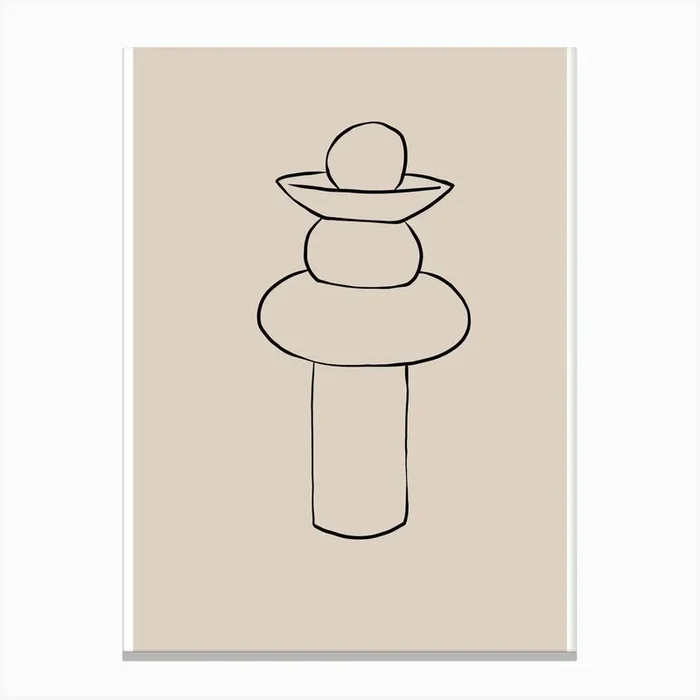 Drawing Of A Stack Of Stones Line Drawing Canvas Print by Lucent Art Shop