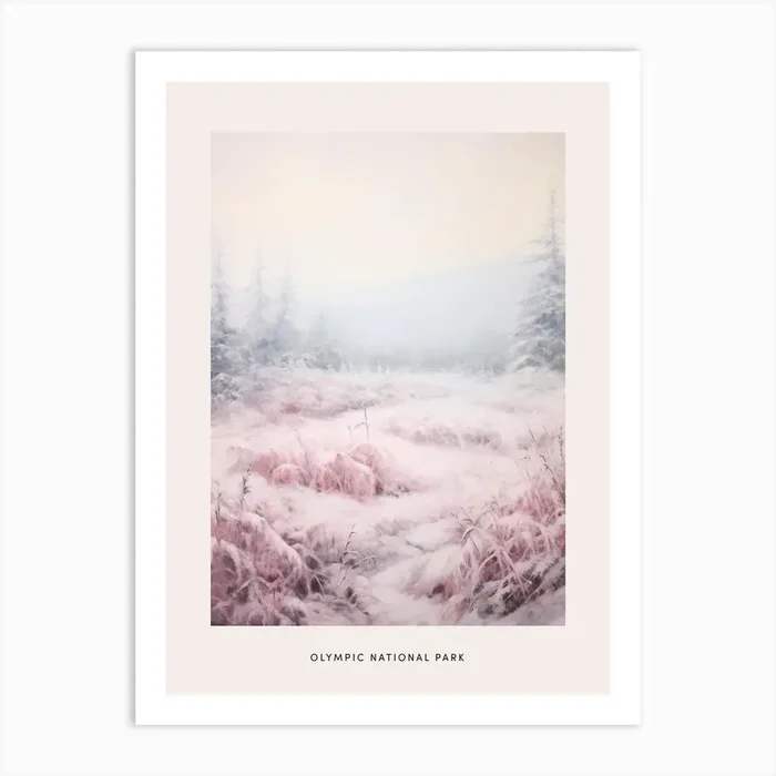 Dreamy Winter National Park Poster Olympic National Park United States 1 Art Print by Bon Hiver Prints