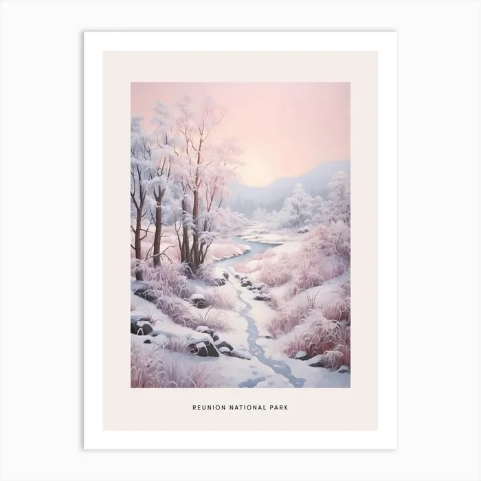 Dreamy Winter National Park Poster Reunion National Park France 2 Art Print by Bon Hiver Prints