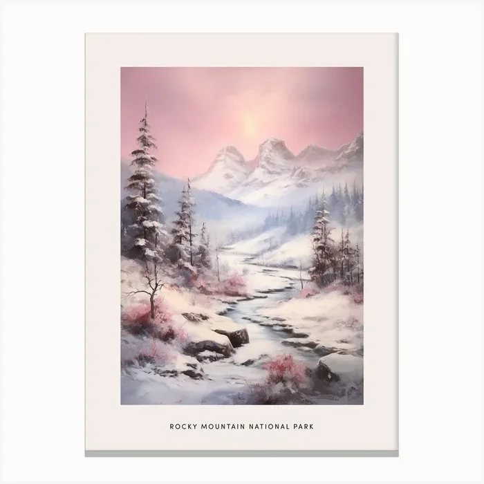 Dreamy Winter National Park Poster Rocky Mountain National Park United States 3 Canvas Print by Bon Hiver Prints