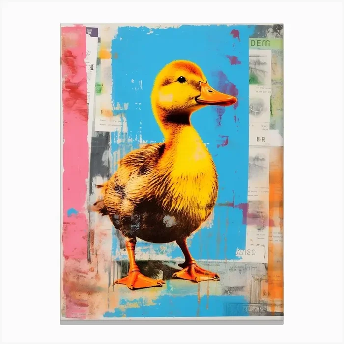 Duck Pop Art Risograph Inspired 1 Canvas Print by PopArt Pals
