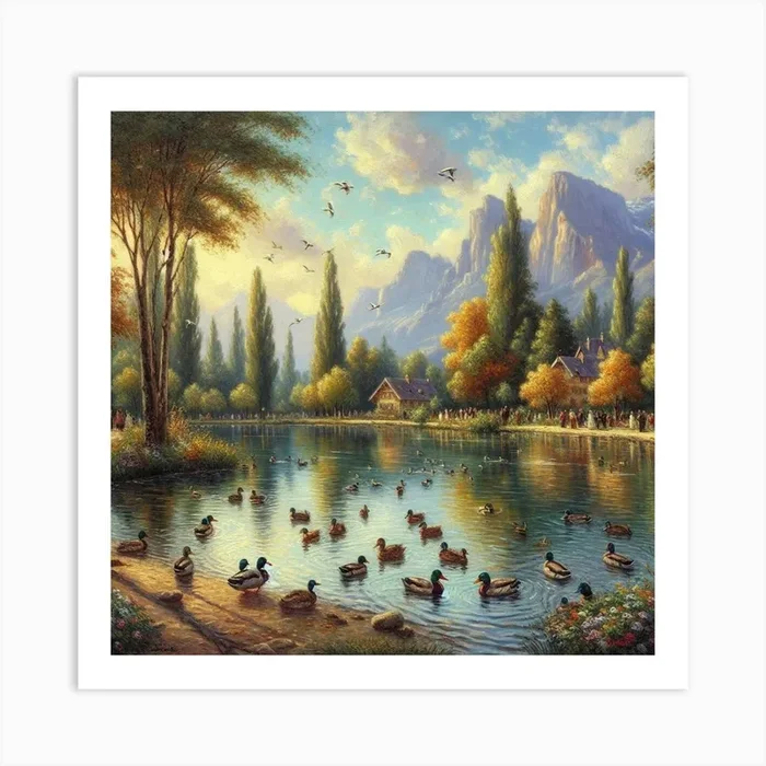 Ducks In The Pond Art PrintV by Vividus