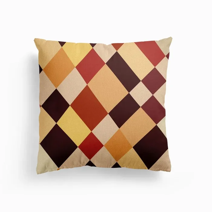 Earth Tone Diamond Checker Canvas Cushion by Little Dean