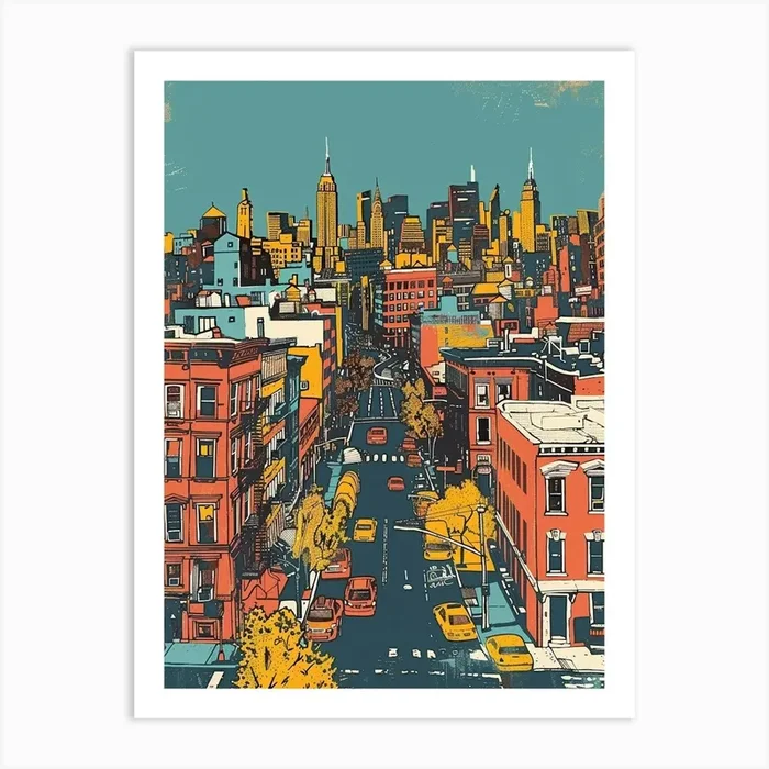 East Village New York Colourful Silkscreen Illustration 4 Art Print by PixelPerfect