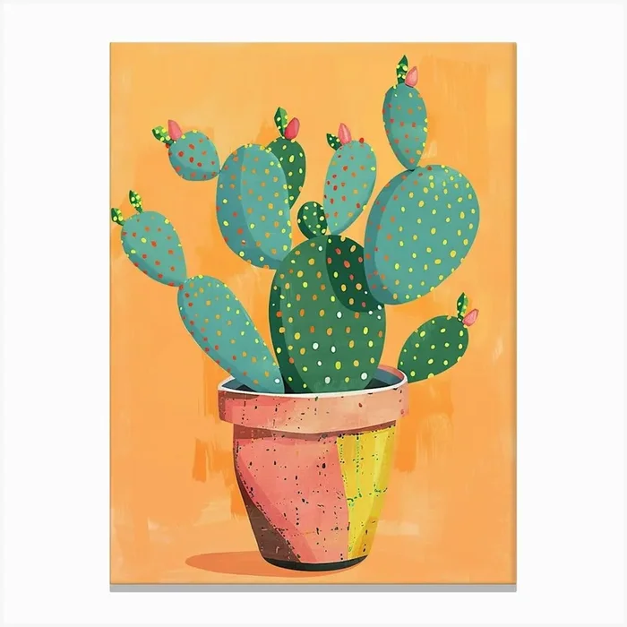 Easter Cactus Plant Minimalist Illustration 11 Canvas Print by Petal Pigments