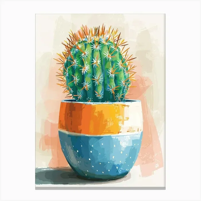 Easter Cactus Plant Minimalist Illustration 5 Canvas Print by Petal Pigments