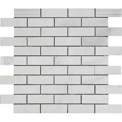 Eastern White Polished Marble Mosaic Brick 1 “X3 “