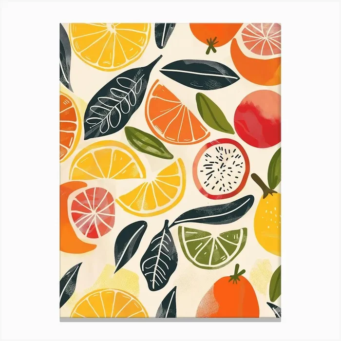 Eat Your Fruits Canvas Print by Happy Wall Art
