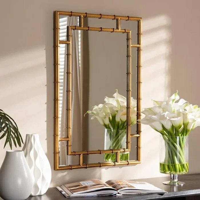 Edan Gold Finished Bamboo Accent Wall Mirror