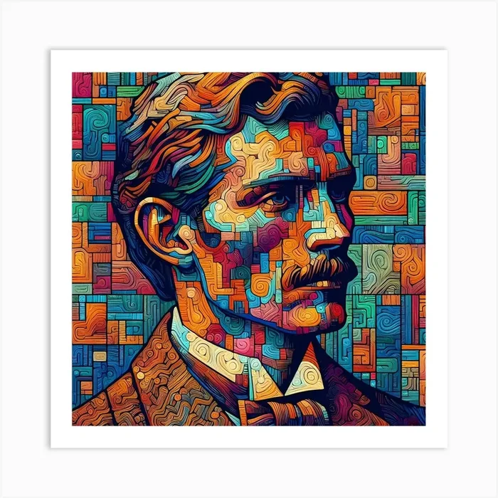 Edward Elgar In Cubist Painting Art Print by Vinzlim