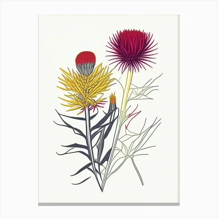 Elecampane Spices And Herbs Minimal Line Drawing 3 Canvas PrintHH by Herbaceous Hues