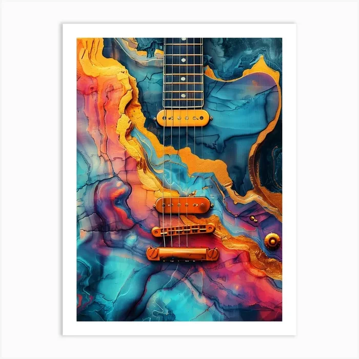 Electric Guitar music art Art Print by JBJart Justyna Jaszke
