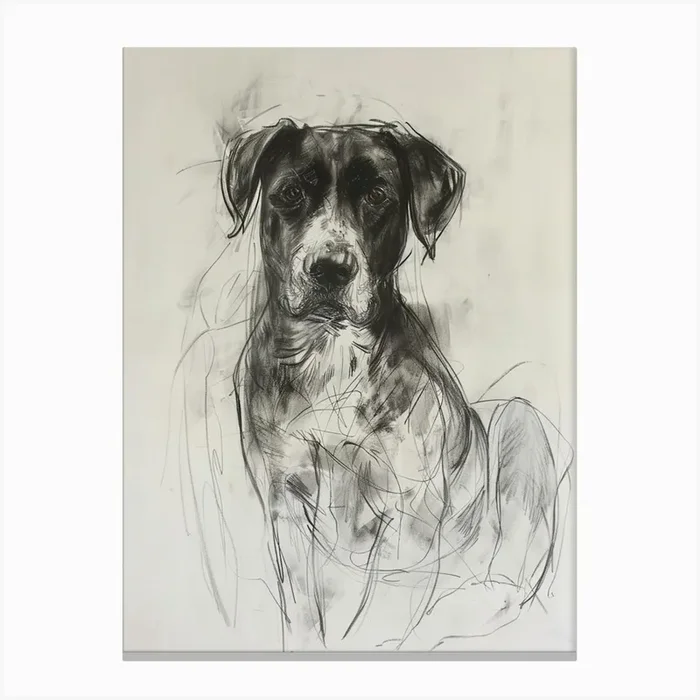 Entlebucher Mountain Dog Charcoal Line 2 Canvas Print by Woof and Whiskers