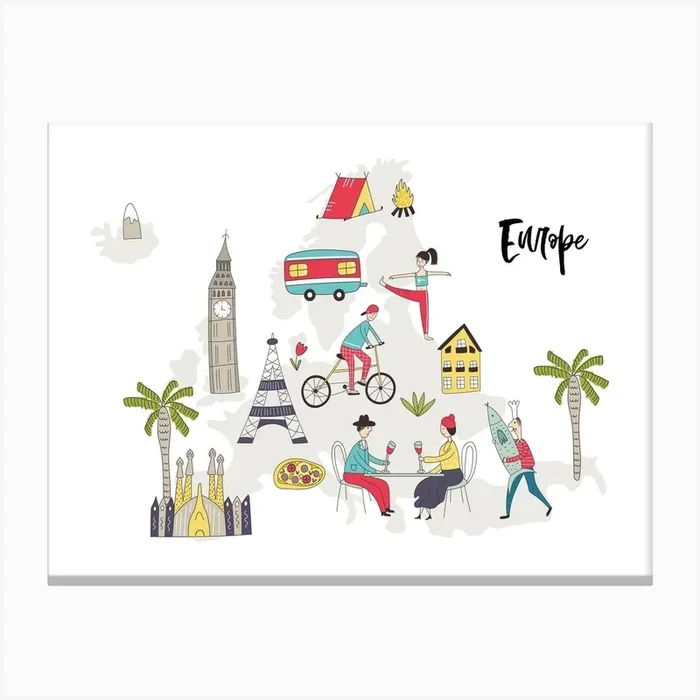 Europe Map Canvas Print by Nestory UK