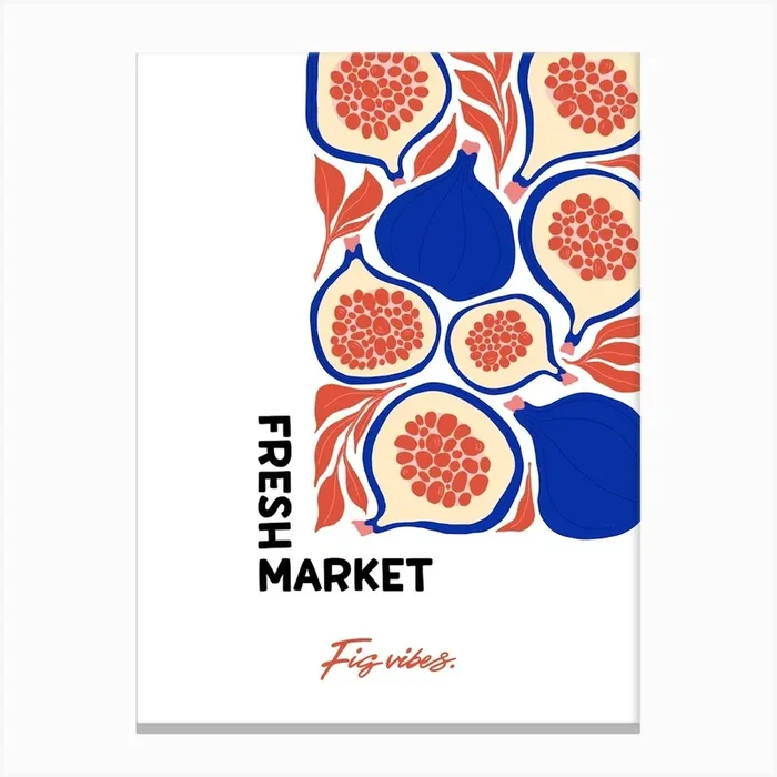 Exotic Fig Fruit Poster, Fresh Market Tropical Fruit Art, Farm Fresh Wall Decor, Housewarming Gift, Farmers Market Canvas Print by SplishSplashLab