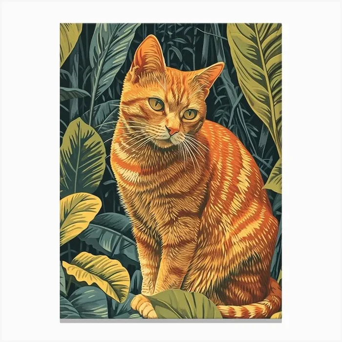 Exotic Shorthair Cat Relief Illustration 2 Canvas Print by Woof and Whiskers